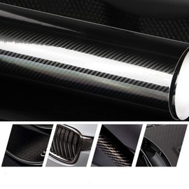 DIYAH 3D High Gloss Black Carbon Fiber Vinyl 24" x 60" / 2 FT x 5 FT Bubble Free Air Release Car Wrap Film Automotive DIY Decals with and Hand Tools