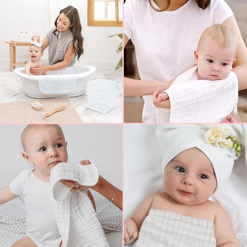 Soft and Absorbent Muslin Cloths - 3 Pack, Large 20''x10''