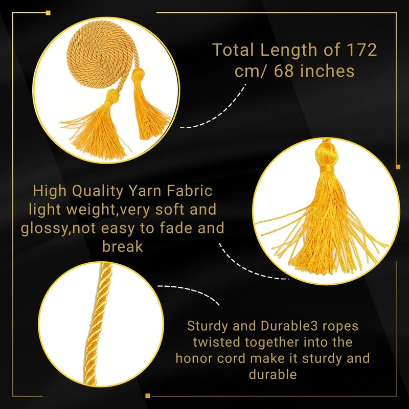 GRADFTY Double Gold Graduation Honor Cords for Graduation 2025, National