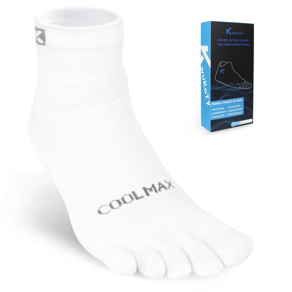 KWUKOTY 4 Pairs Coolmax Core Sports Toe Running Socks for