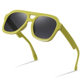 FEISEDY Vintage Pilot Sunglasses Double Bridge Women Men Large Square Thick Frame Trendy Eyewear UV400 B2846