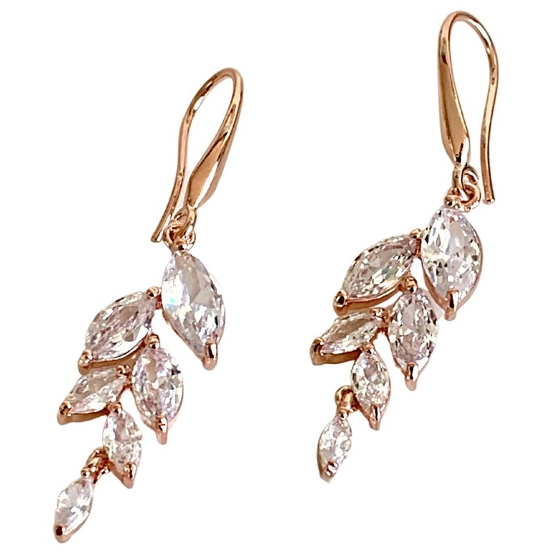 ONDEGO Rose Gold Earrings Bridal Jewellery Gift Leaf