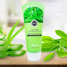 Exfoliating Peel Gel with with Tea Tree & Glycolic Acid - A Non-scrub Facial Exfoliator Instantly Removes Dead Skin Cells Revealing a Clear Refreshed Face - a Natural Exfoliant for All Skin Types