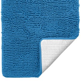 Gorilla Grip Original Luxury Chenille Bathroom Rug Mat, 36x24, Extra Soft and Absorbent Shaggy Rugs, Machine Wash and Dry, Perfect Plush Carpet Mats for Tub, Shower, and Bath Room, Blue