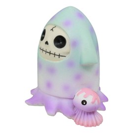Ebros Furry Bones Squeed Ink The Purple Squid Skeleton Figurine 2.5" H Furrybones Giant Squid with Baby Octopus Costume Hooded Skull Monster Collectible Sculpture Decorative Toy