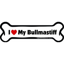 Imagine This Company I Love My Breed Bone Shaped Pet Magnet; Removable Magnets for Cars, Fridges, Lockers & More, Stylish Pet Inspired Car Accessories, 2 x 7 inches, 1 Item, White/Black, Bullmastiff