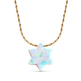 White Opal Star Necklace 14k Gold Filled Necklace Opal Star Charm 16" length + extender