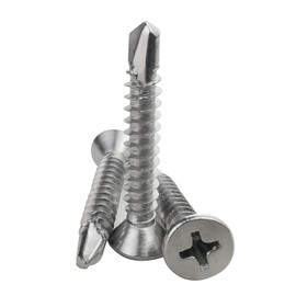 Pack of 60 4.8 x 32 mm Sheet Metal Self-Tapping Screws, 410 Stainless Steel Flat Head Screws Phillips Head Self Drilling Screws High-Strength Fast Tapping Screws (13 mm to 32 mm Available)