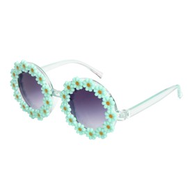 Topbuti Girls Round Daisy Flower Sunglasses Flower Shaped Cute Glasses UV 400 Protection Outdoor Beach Eyewear Girl Boy Gifts (1, Green)