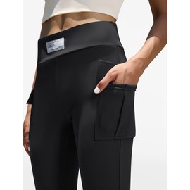 keriffe Women Workout Bootcut Yoga Pants with Pockets High Waisted Gym Flare Leggings Tummy Control Black