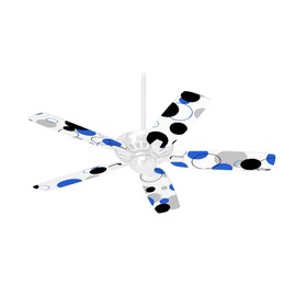 Lots of Dots Blue on White - Ceiling Fan Skin Kit fits most 42 inch fans (FAN and BLADES SOLD SEPARATELY)