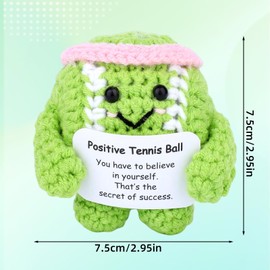 Positive Tennis Ball, Cute Knitted Crochet Tennis Emotional Plush Positive Support Doll Toys Desktop Party Decorations and Inspirational Gifts for Sports Lovers(Pink)