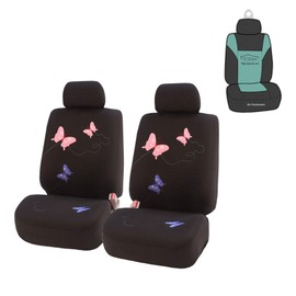 FH Group FB055102 Butterfly Embroidered Seat Covers (Black) Front Set with Gift - Universal Fit for Cars, Trucks & SUVs