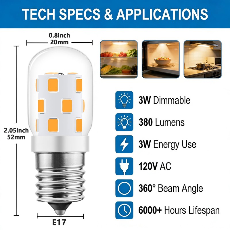 LED Microwave Light Bulb Over Stove Appliance 8206232A 40W Incandescent