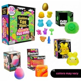 Golden Easter Egg Hunt Bundle Squishy Toys Set Assorted Textures & Fillings 5 Pack Sensory Stress Relief Fun for Kids Ages 3+ Spring Gift