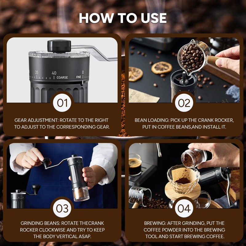 Macinacaffè manuale, macinacaffè manuale portatile con capacità di 30 g,
