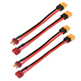 ELFCULB T Plug to XT60 Male Female Adapter 12AWG 2Pairs T Plug Female to XT60 Male and T Plug Male to XT60 Female Connector for RC Lipo Battery Drone(6Inches)