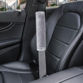 Amooca Amooca Soft Faux Fur Universal Fit Seatbelt Cover Car Truck SUV Airplane Seat Belt Shoulder Pad for Carmera Backpack Straps Neck Cushion Protector 2 Pack 10.5in Light Silver Grey