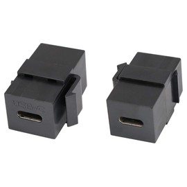 AAOTOKK Adaptador de conector USB C Keystone USB 3.1 tipo C hembra a hembra adaptador de conector Keystone para panel de toma de placa de pared (negro/2 unidades)