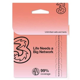 Three Europe: 72 countries including the United Kingdom Communication Data Prepaid SIM with Free European Calls (12 GB for 30 Days)