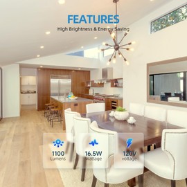 ECOELER 6Inch LED Ceiling Disk Light, Dimmable Retrofit Surface Mount Ceiling Downlight, 16.5W 1100Lm, 5CCT Selectable Disc Lights for Bedroom Garage Hallway, ETL & FCC Listed, 12 Pack