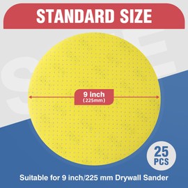 Selead Sandpaper 225 mm Velcro Durable Sanding Pads Pack of 25 Grit 150 Sanding Discs Perforated Sanding Sheets Round for Drywall Sanders Sanding Giraffe Ceiling Sander