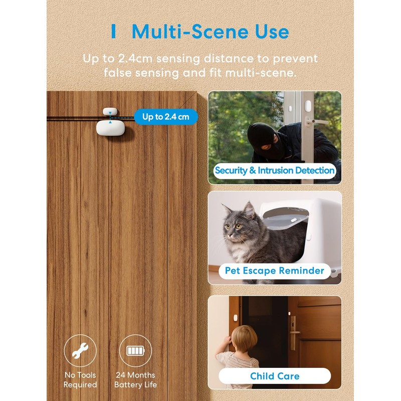Meross WLAN Door and Window Sensor, Requires meross Hub, Mini