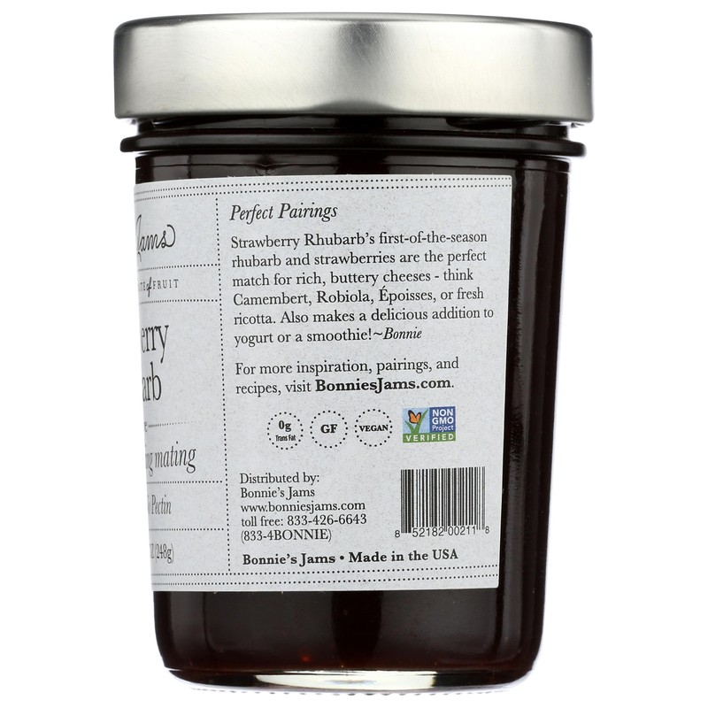 Bonnie's Jams, Strawberry Rhubarb Jam, 8.75 Ounce