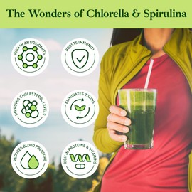 Good Natured Good Natured Premium Chlorella Spirulina Powder | 85 Servings | Non-GMO | Sunlight Grown | Deep Green Color | Cracked Cell Wall | Alkalyzing | High Protein | Vegan Organic Capsules | Mountain Water