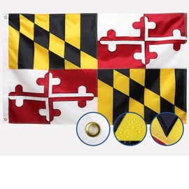Double Sided Maryland State Flag 3x5 Outdoor Made In USA The Longest Lasting MD Flags Heavy Duty 210D Nylon, Sewn Stripes, Embroidered Star, Stronger Brass Grommets,4 Stitched Hemming, Perfect for