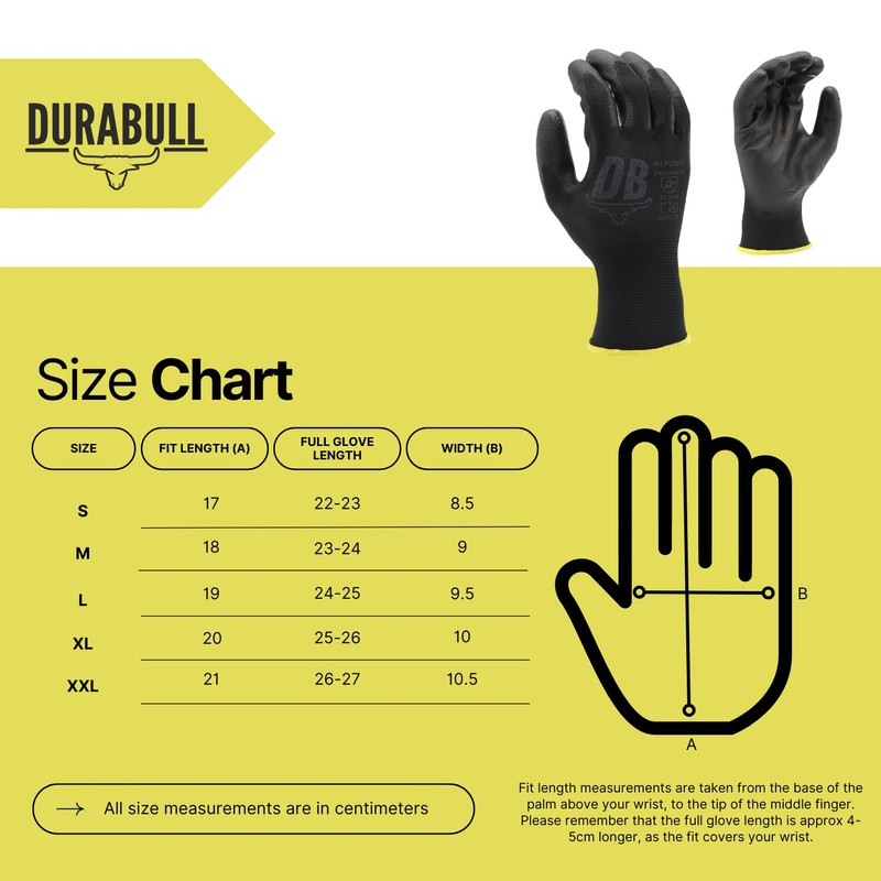 Durabull Protective Work Gloves. 12 Pack Of PU Coated CE