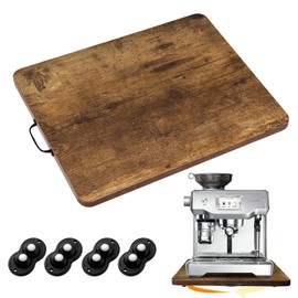 360° Rotatable Sliding Tray for Kitchen Appliances, Wooden Sliding Tray for Coffee Maker, Coffee Pot Slides for Countertop Installation, Easy to Slide (Brown, Large)