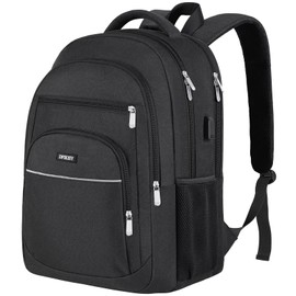 Large Backpack Men's Laptop Backpack Waterproof 17.3 Inch School Backpack Laptop Bag with USB Charging Port Anti Theft Business Work Travel Backpack for Teenagers Boys Men Women (Black), black