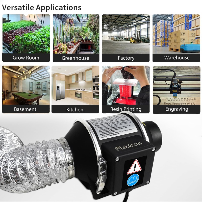 3 Inch Inline Duct Fan with Variable Speed Controller &
