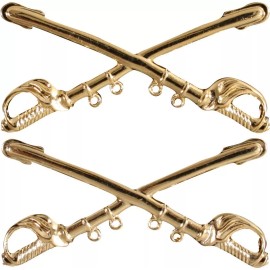 Rothco Gold Plated 22k Officers Cavalry Swords Crossed Insignia Pin Set USA Made