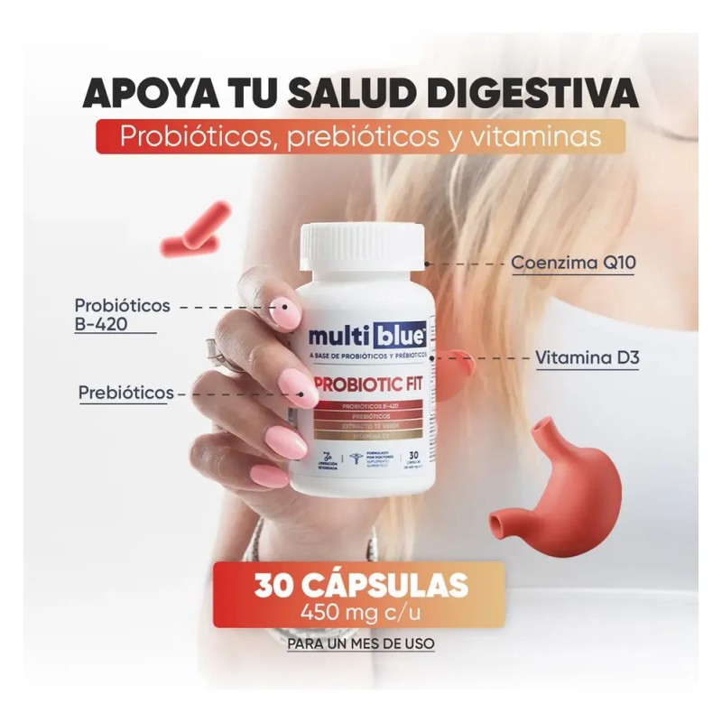 Multiblue - Probioticos Prebioticos Y Vitamina D3 - 30 Caps