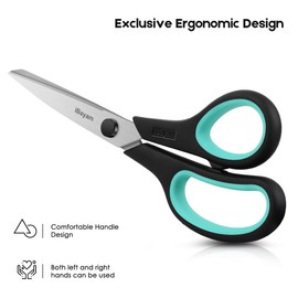 iBayam 3-Pack 8" Heavy Duty Scissors with Ultra Sharp Blades and Comfort Grip Handles - For Office, Home, School, Sewing, and Crafts
