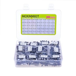 Kit de condensadores electrolíticos, 40 valores, 800 piezas, 0.1uF-1000uF, aluminio, DIP, inserción directa, 10V-100V