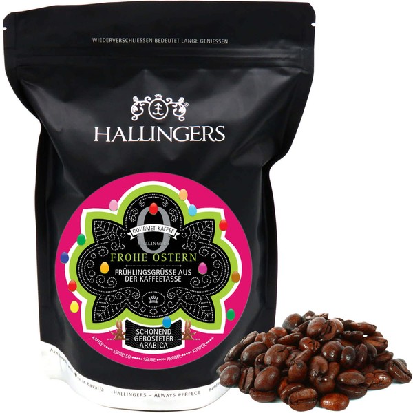 Hallingers Gourmet Coffee, Gentle Long-Term Roasted (500 g) - No. O Merry Easter (Aroma Bag) - for Easter, New Home, Recovery - Give Now for Christmas 2023