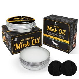 Mink Oil for Leather Boots, Leather Conditioner and Cleaner 3.52 oz-All-Natural Waterproof Soften and Restore Shoes