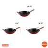 IMUSA USA GKG-61021 Light Cast Iron Wok, 14", Red Handles
