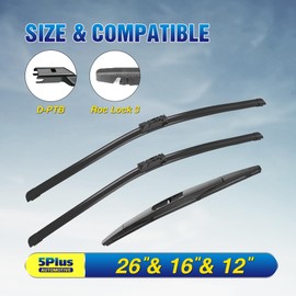 3 Wipers 26"/16"/12" Replacement For SUBARU CrossTrek 2023 2022 2021 2020 2019 2018 Impreza 2023-2017 wiper blades(Set of 3), 26 Inch+16 Inch Windshield Wiper Blades with 12 Inch Rear Wiper Blade