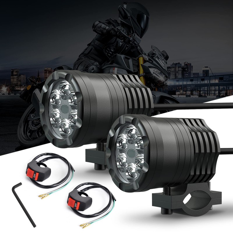 GZRUICA Motorcycle LED Fog Light, Auxiliary Light, Spotlight, Work Light,