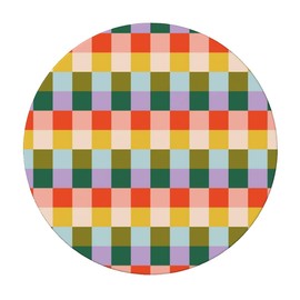 Outdoor Round Tablecloth with Elastic Band, Diameter 60 Inches (150 cm) - Elastic Garden Tablecloth with Funny Checked Pattern