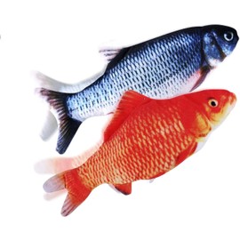 TOOGE 2 Pack 11" Electric Moving Fish Cat Toy Realistic Interactive Flopping Fish Cat Kicker Catnip Toys for Indoor Cats Pets Kitten (Black)