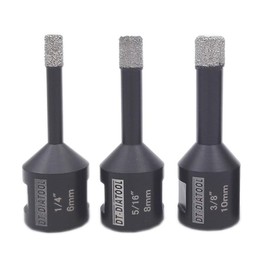 DT-DIATOOL Diamond Drill Bits Set of 3PCS 1/4 5/16 3/8 Inch for Tile Granite Marble Stone Brick Diameter 06 08 10mm