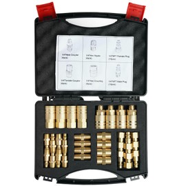 TL TOOLEGIN 1/4" Air Hose Fittings, 36 pcs Quick Connect Air Compressor Accessories Kit, Air Compressor Fittings with A Sturdy Storage Case, 300 PSI