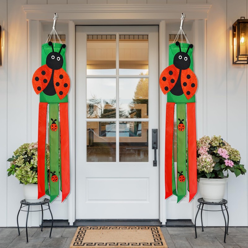 THQZLH Ladybug Spring Wind Sock - Adorable Outdoor windsocks for