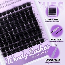 Individual Eyelashes Kit Natural 3D-200D and lower lash clusters D-Curl with Bond and Seal 0.07 10-16mm Cluster Eyelash Extensions Manga(3D-2SX-200D-1016)