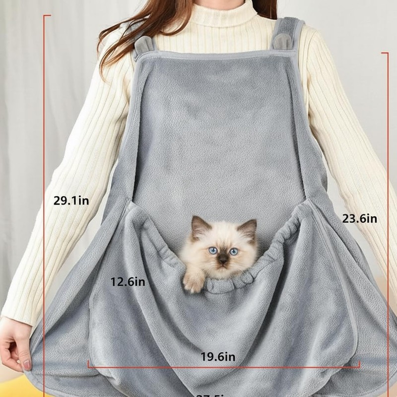 Cat Apron Carrier, Pet Sleeping Bag, Kitten Hands-Free Soft-Sided Carrier